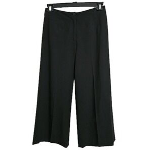 Talbots Pants Women 6‎ Black Wide Leg Crop Stretch Career Professional Trouser